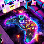 5x7 ft Neon Gaming Area Rug for Boys Room, Colorful Game Controller Carpet for by Aicliv