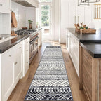 KUTA Moroccan Kitchen Rugs 2x8, Non-Slip Vintage Black Navy Blue Boho Hallway - Image 3