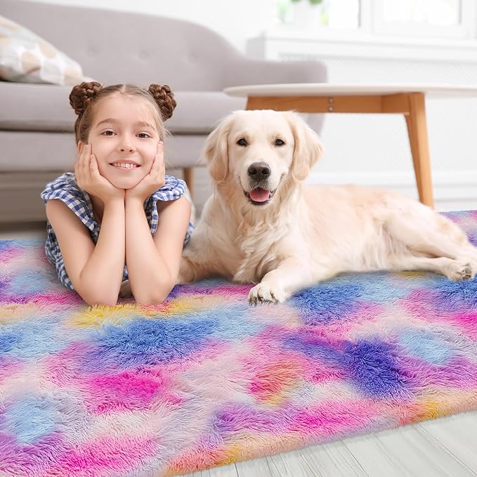 3x10 Hot Pink Runner Rainbow Rug - Image 4