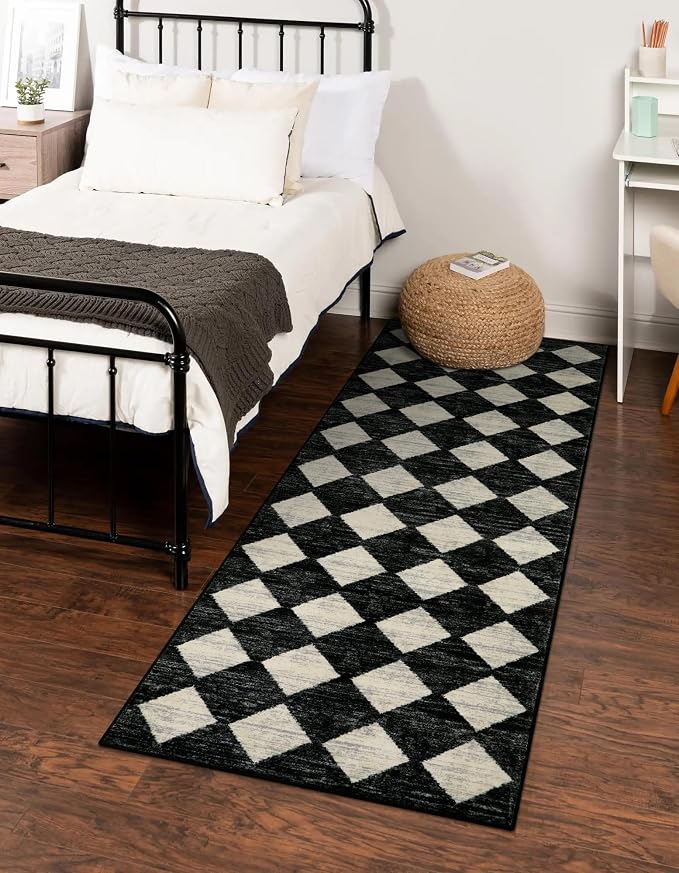 Lahome Zelie Washable Kitchen Runner Rug, 2x7 Black and White Hallway Bathroom - Image 8