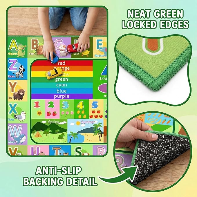 3x5ft Kids Educational Rug, Non-Slip Machine Washable ABC Alphabet Mat & - Image 5
