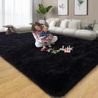 qulint Black Rug for Living Room 6x9, Soft Fluffy Bedroom Area Rug 6x9 Shag - Image 7