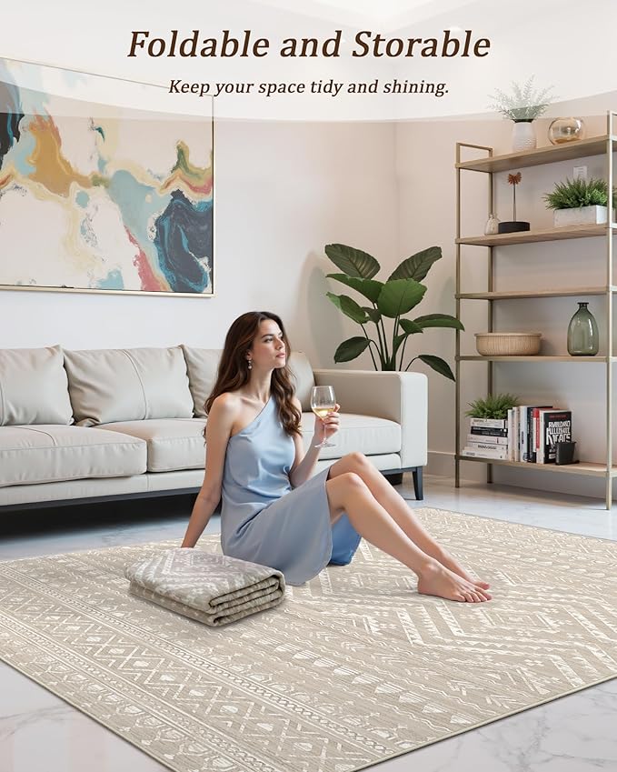 3x5 Washable Rug Moroccan Small Entryway Rug Non Slip Indoor Floor Carpet - Image 5