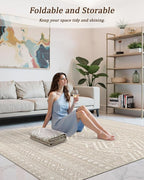 Miukiki 6x9 Area Rug for Living Room Moroccan Washable Rugs Non Slip Indoor - Image 5
