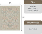 GENIMO 8x10 Washable Area Rug, Non-Slip Vintage Boho Floral Carpet, Soft - Image 2