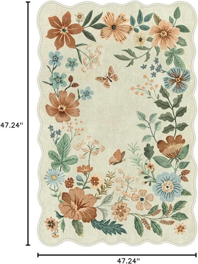 Lahome Floral Bedroom Rug, 4x6 Washable Area Rugs - Image 2