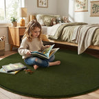 Amearea Olive Green Round Area Rugs 4ft Washable Circle Rugs - Image 4