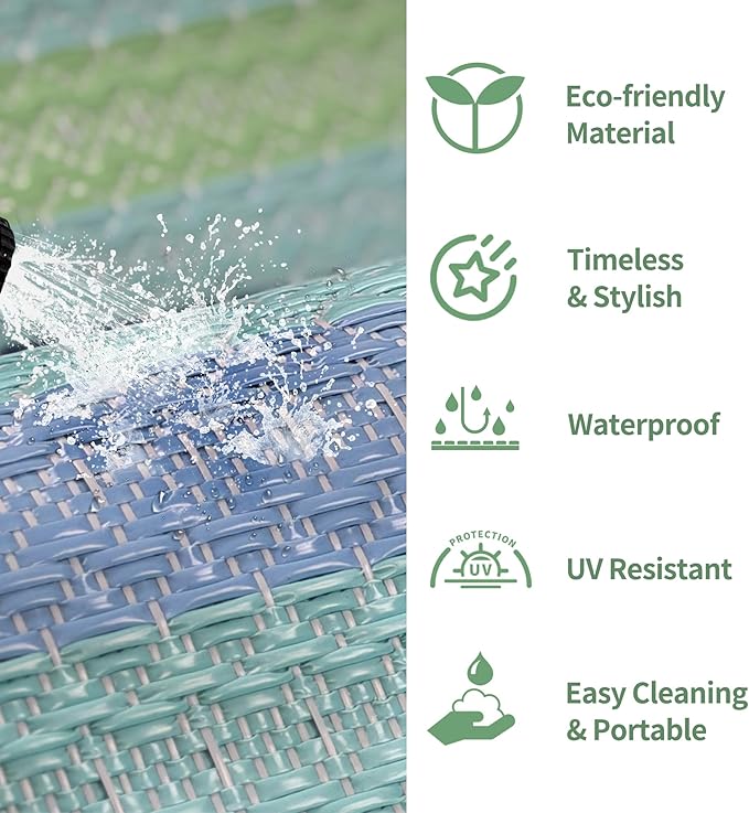 GENIMO Outdoor Rug for Patio Clearance, Lightweight Waterproof RV Camping Mat - Image 6
