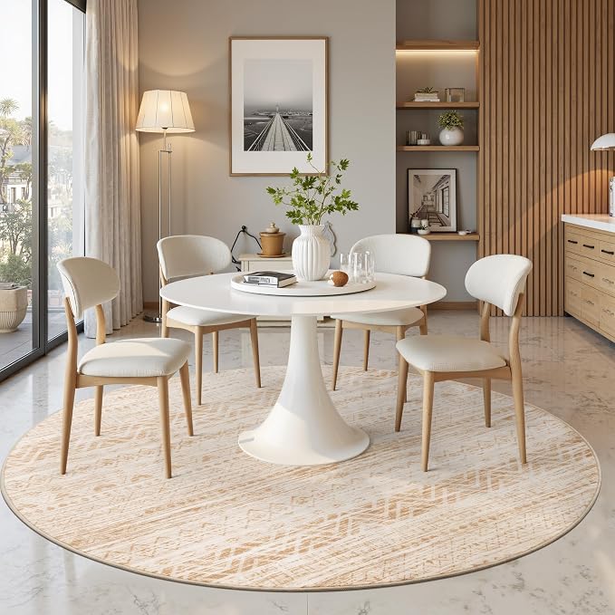 Miukiki Round Rugs 6ft for Living Room Moroccan Washable Circle Rug Non Slip - Image 6