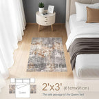 DMOYEST 2x3 Entryway Area Rug: Washable Neutral Modern Abstract Small Rug - Image 2