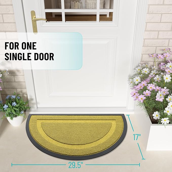 OLANLY Half Circle Door Mat Indoor Outdoor Entrance Welcome, Waterproof - Image 2