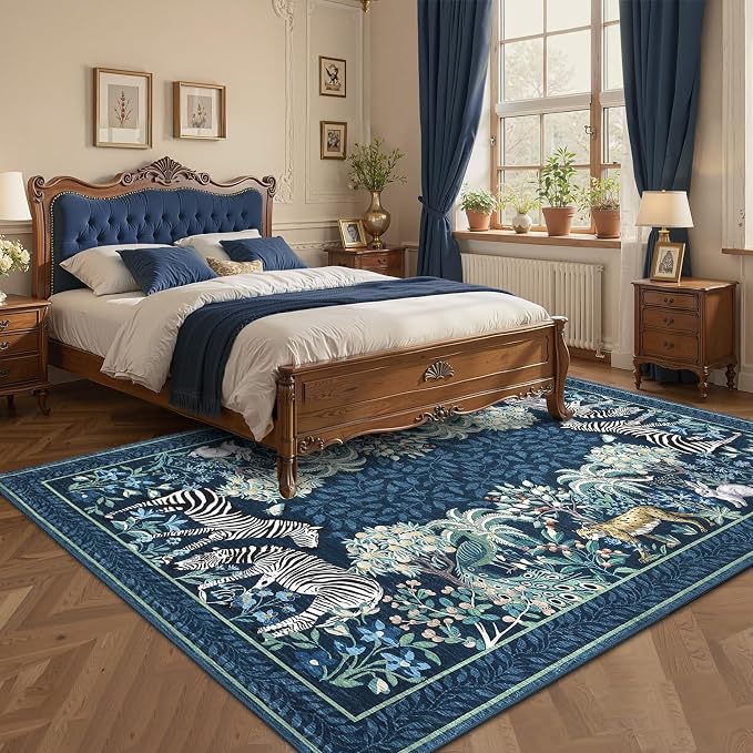 GarveeHome Zebra Teal Washable Rugs 5x7 - Image 2