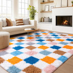 Checkered Rugs for Living Room Bedroom, 5x7 Area Rugs for Living Room, Modern - Image 2