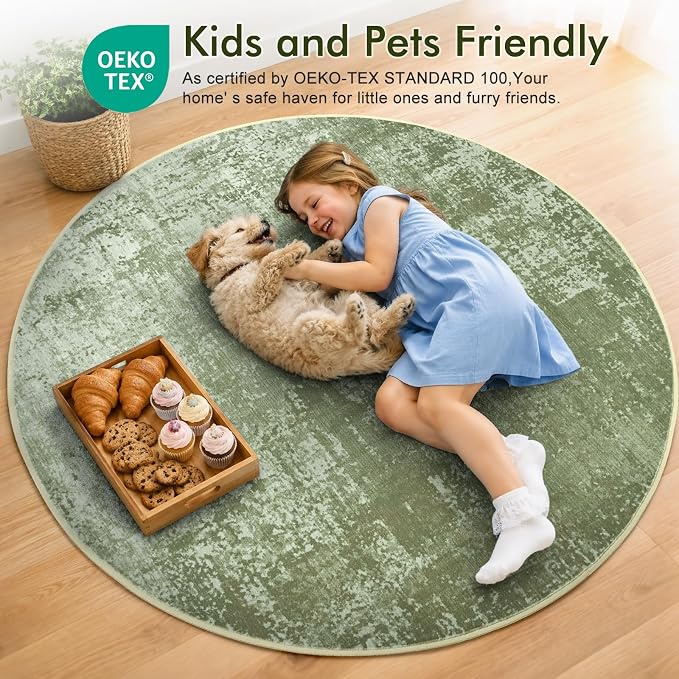 6Ft Round Area Rugs for Living Room, Soft Non-Slip Washable Rugs Modern - Image 5