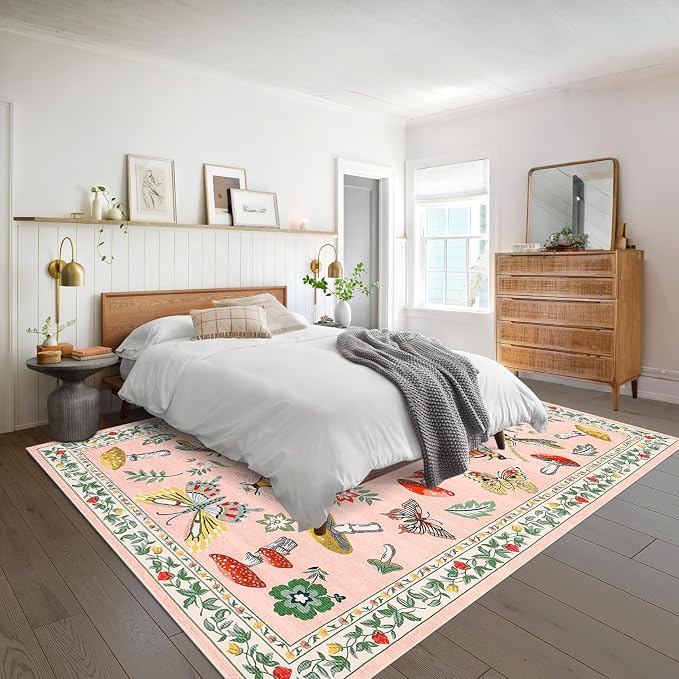 Mushroom Insect 8x10 Area Rugs, Washable Rugs - Image 2