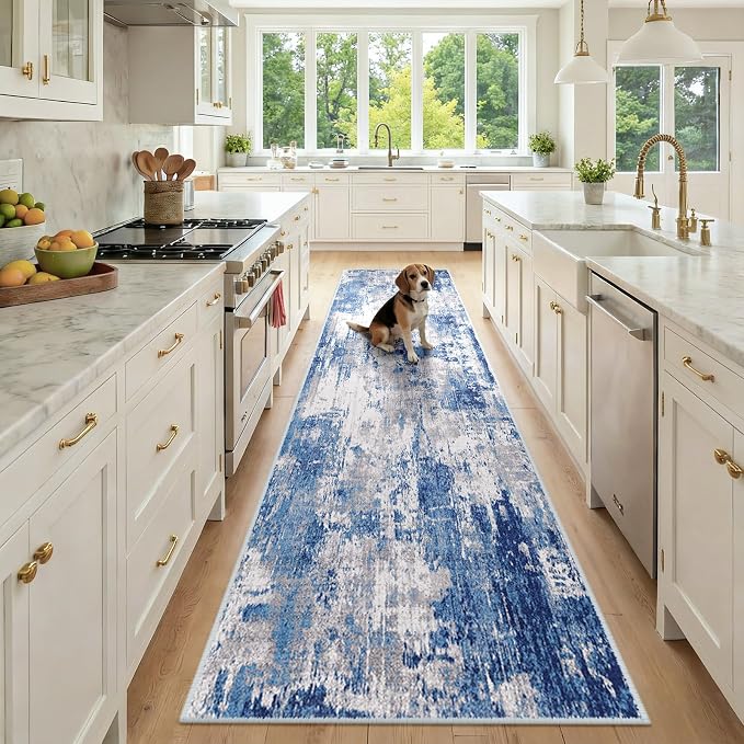 RELEANY Washable Area Rugs 2'6"x10 Non-Slip Modern Abstract Soft by RELEANY