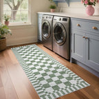 GarveeHome 2×10 Kitchen Runner Rug Non Slip, Sage Green Checkered Rug, Washable - Image 2