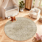4x4 Round Bedroom Rug Washable: Living Room Rug Stain Resistant Non Slip Low - Image 4