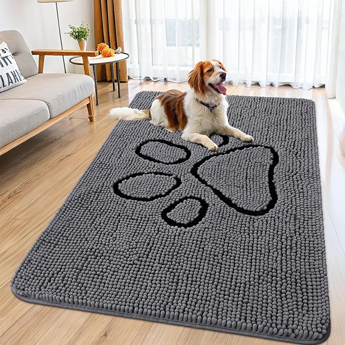 Smiry Dog Door Mat for Muddy Paws, Absorbent Dirt Trapper Non Slip Quick Dry by Smiry