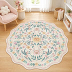 Round Floral Rug 6ft, Washable Non Slip Rug Fof Living Room by Dadasgk