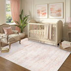 Latte&Fog Pink 4x6 Area Rug for Entryway, Vintage Washable Cute Small Rugs for - Image 3