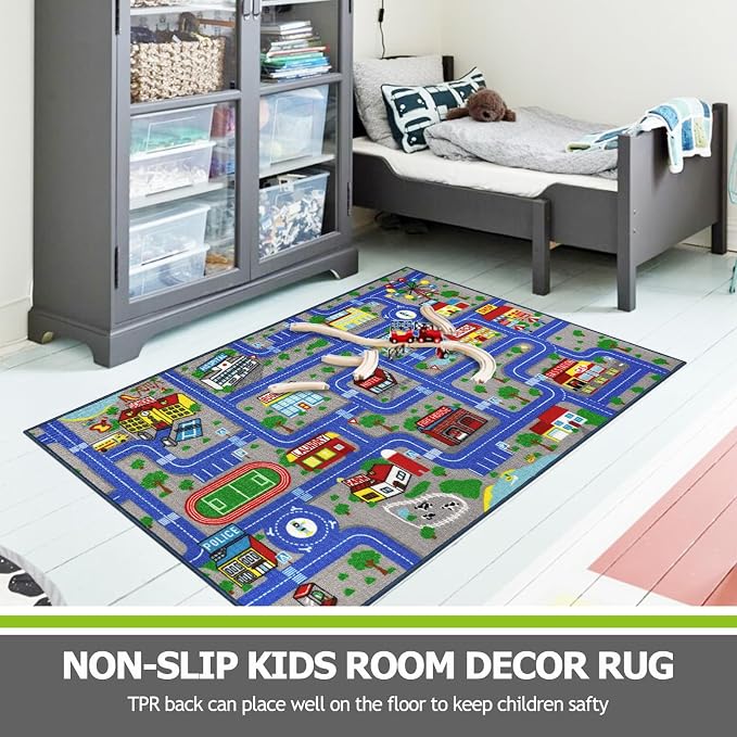 Capslpad Blue Car Road Kid Rug Carpet Playmat - Image 6