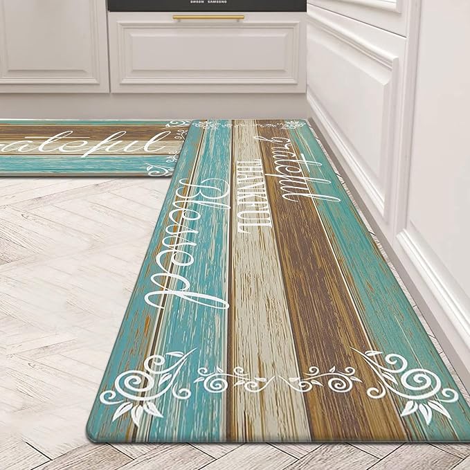 HEBE Anti Fatigue Kitchen Mat Set of 2 Non Slip Cushioned Kitchen Mats by HEBE