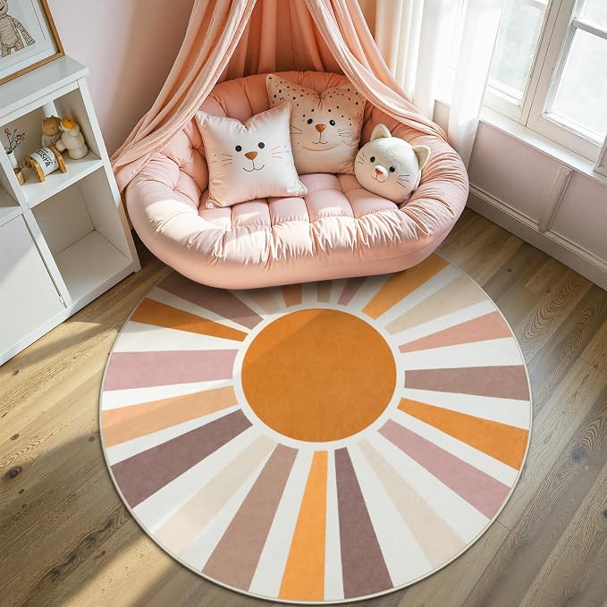 STARUIA Boho Sun Round Washable 6Ft Area Rug by STARUIA