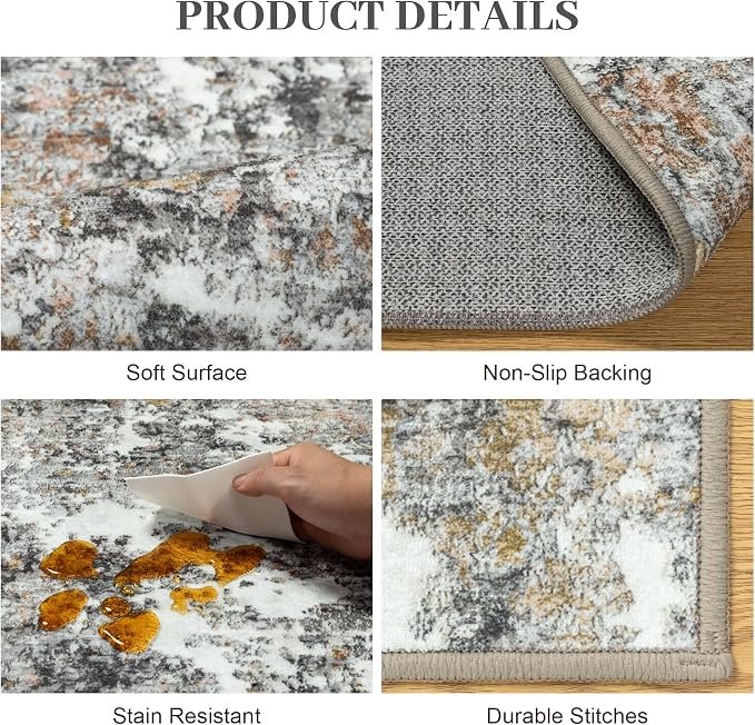 Runner Rug 2'6''x8' Washable Runner Rug: Machine Washable Kitchen Area Rug - Image 6