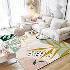 Area Rug 5x7 Washable Rug, Machine Washable Tropical Plam Leaves Rugs by SPUNKER