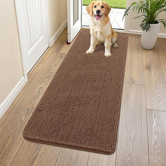 Smiry Dog Door Mat for Muddy Paws 59x24, Absorbent Dirt Trapper, Non-Slip by Smiry