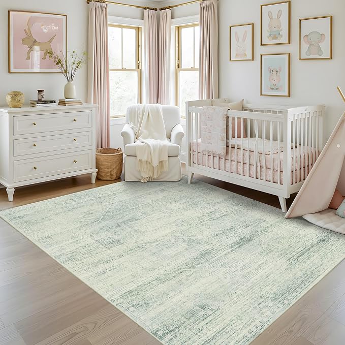 Latte&Fog 5x7 Area Rugs for Living Room, Vintage Washable Green Rugs for Bedroom - Image 4