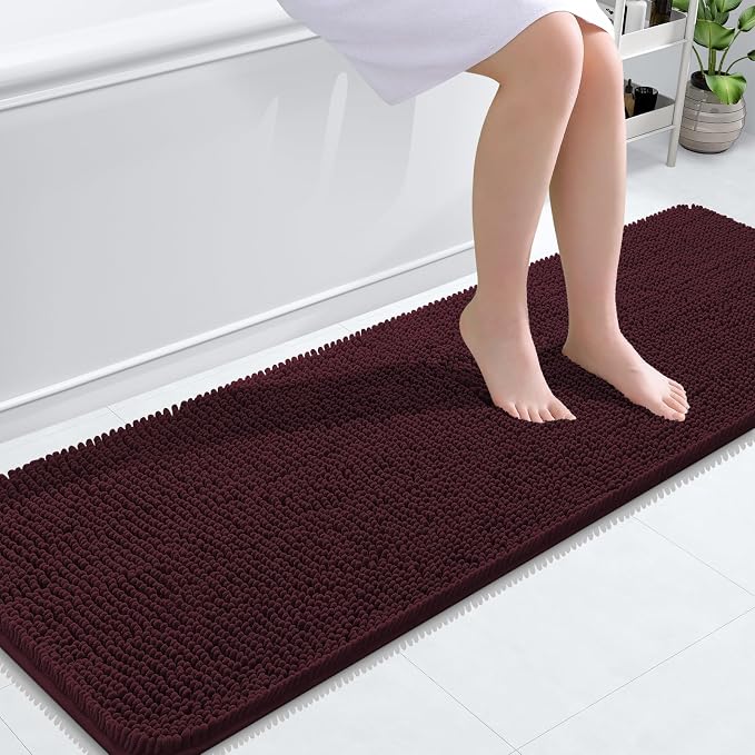 OLANLY Bathroom Runner Rugs 59x20, Soft Absorbent Chenille Bath Rugs, Rubber by OLANLY
