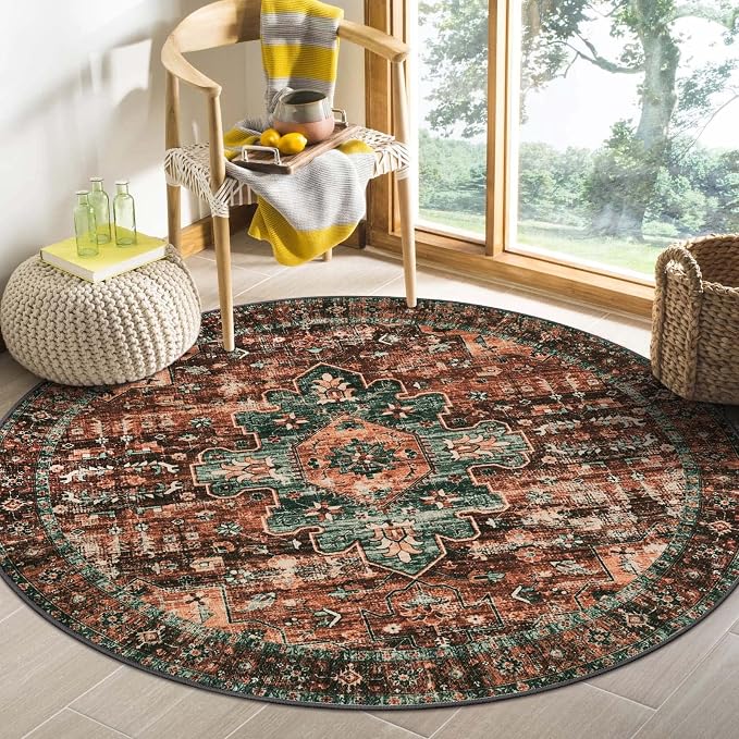 Moynesa Ultra-Thin Washable Round Rug - 4Ft Round Area Rugs by Moynesa