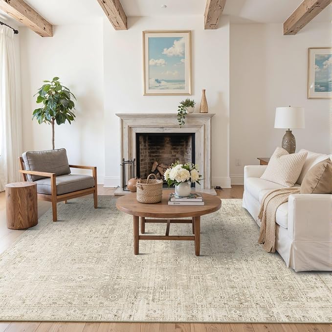 Rugxara 5x7 Area Rugs for Living Room Bedroom, Vintage Floral Retro Boho Non - Image 2