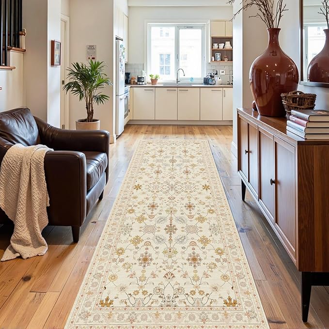 Rugxara 2x6 Floral Runner Rug, Washable Runners by Rugxara