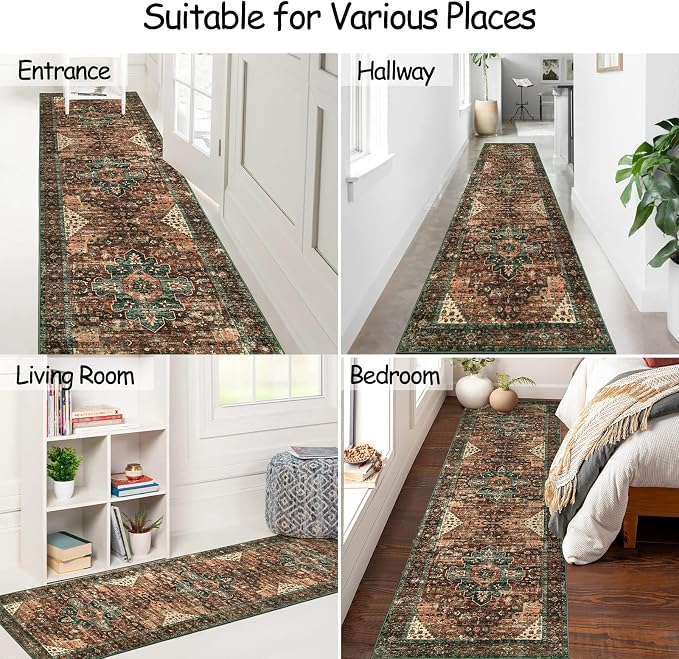 Moynesa Ultra-Thin Washable Vintage Runner Rug - Image 6
