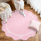 GarveeHome Scalloped Bow Rug for Living Room, 6ft Round Rugs Washable Solid - Image 3