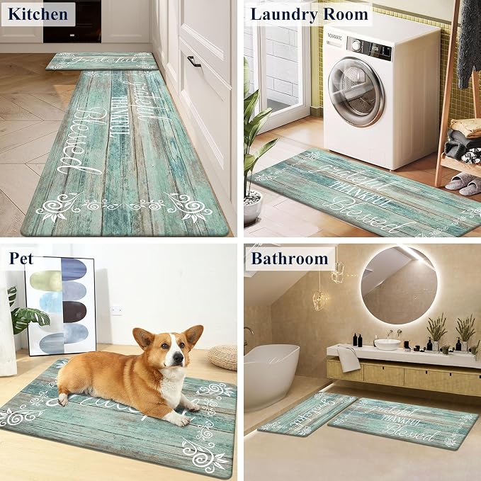 HEBE Anti Fatigue Kitchen Mat Set of 2 Non Slip Cushioned Kitchen Mats - Image 7