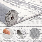 Nakagishi Area Rugs 9x12 Living Room: Washable Boho Large Neutral Modern Soft - Image 3