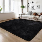 KCHOWUA Black Fluffy Rug 4x6 - Image 6