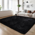 KCHOWUA Thick Area Rug Black Fluffy Shag 5x8 by KICHOWUA
