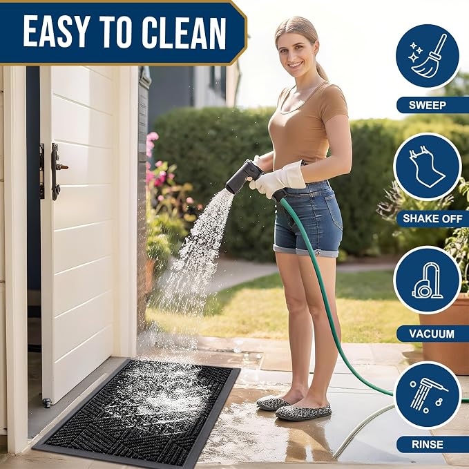 Smiry Front Door Mat Outside Entrance, Heavy Duty Sturdy Natural Rubber Doormat - Image 6