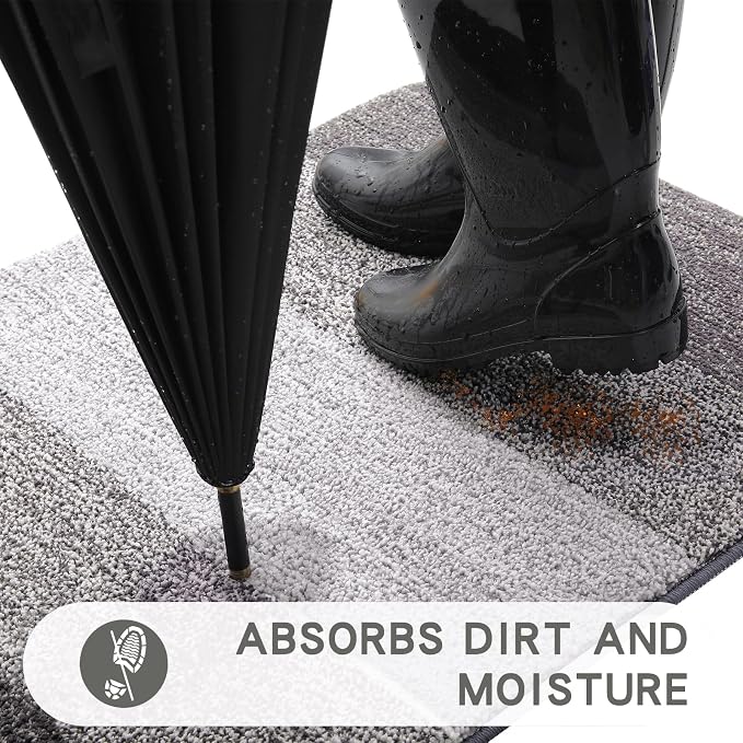 Kitinjoy Indoor Outdoor Door Mat, 47x24 Non-Slip Absorbent Dirt Trapper - Image 2