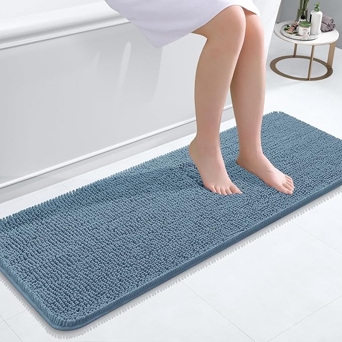 OLANLY Bathroom Runner Rugs 47x17, Soft Absorbent Chenille Bath Rugs, Rubber by OLANLY