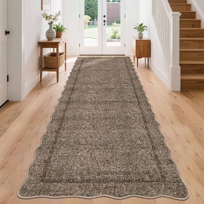 GarveeHome Scalloped Washable Runner Rug 2x10 Runner Modern Kitchen Runner Non by GarveeHome