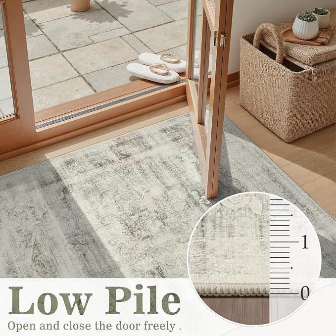 DCX 9x12 Beige Rug, Machine Washable Stain Resistant Distressed Vintage Rug - Image 6