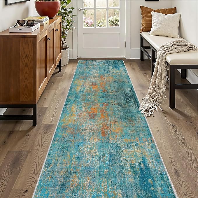 RELEANY Washable Area Rugs 2'x10' Non-Slip Modern Abstract Soft by RELEANY