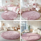 OLANLY Blush Round Rugs for Bedroom - Image 9