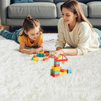 KCHOWUA Cream White Thick Fluffy Area Rug - Image 3